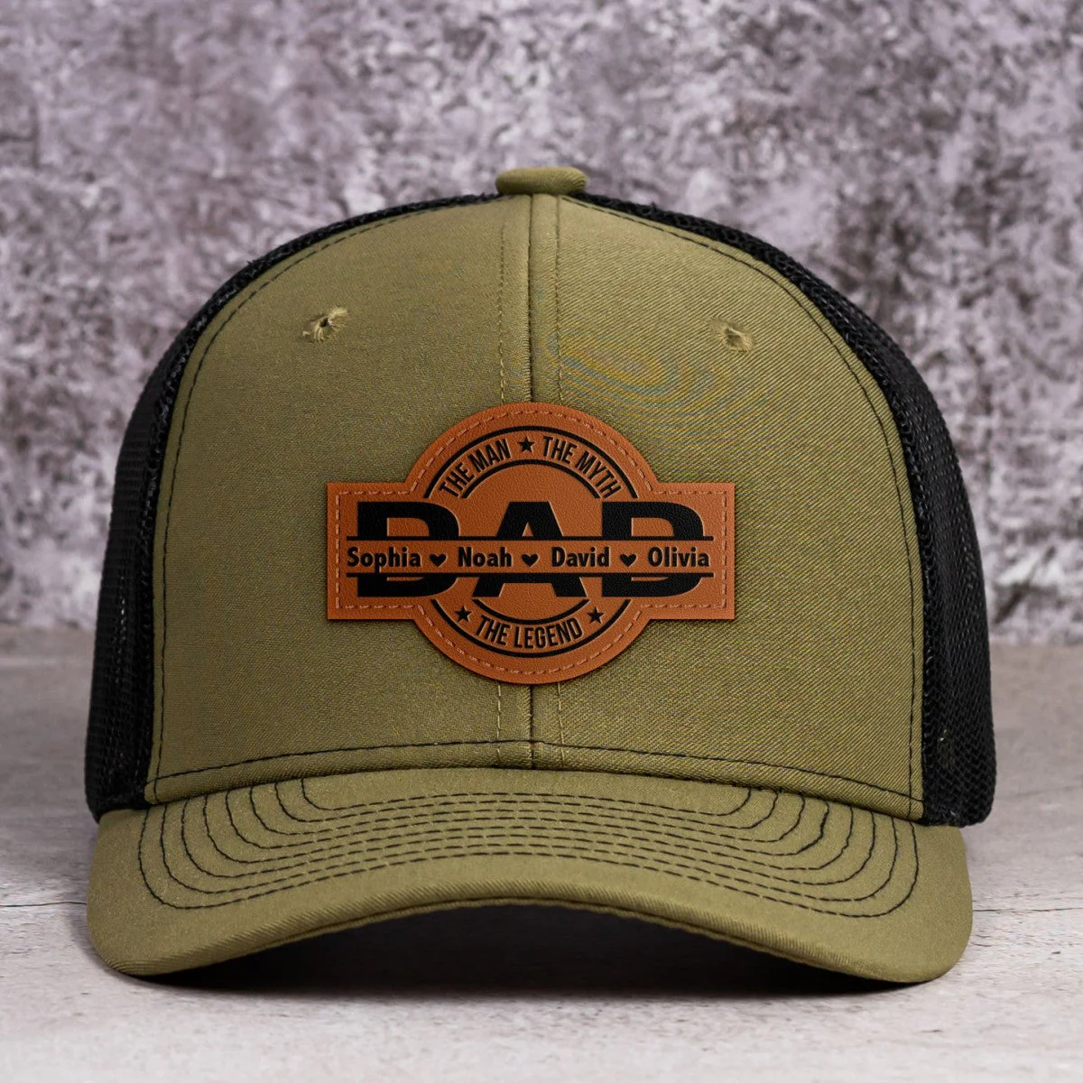 Dad, The Man, The Myth, The Legend - Personalized Leather Patch Hat - Image 5