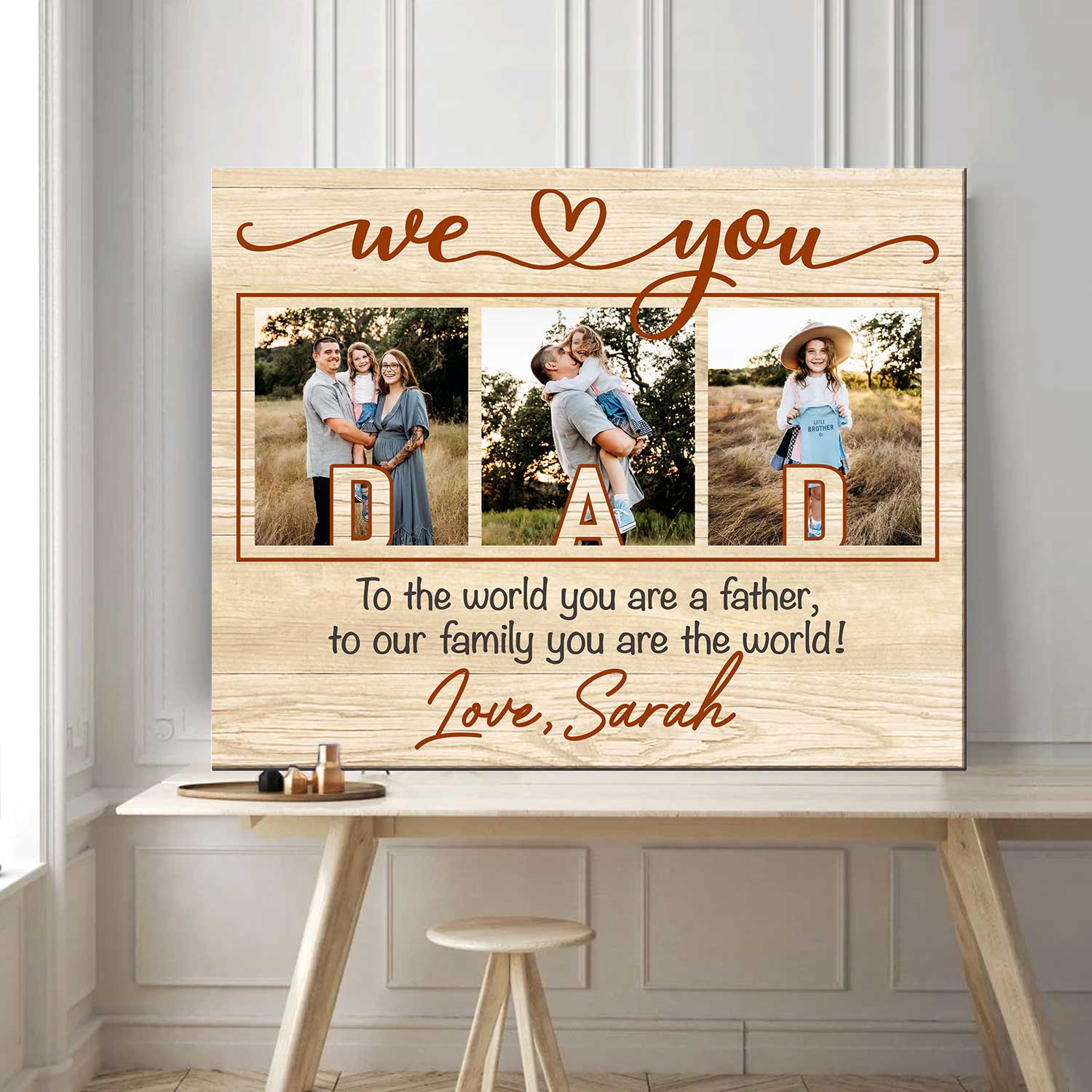 Dad We Love You Personalized Photo Canvas Poster, Father's Day Gift - Image 2