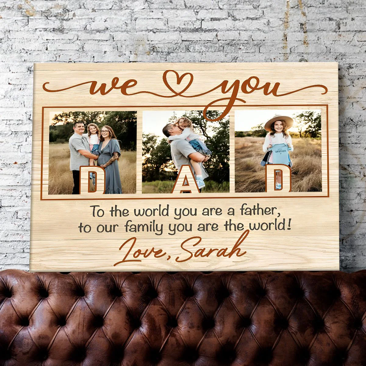 Dad We Love You Personalized Photo Canvas Poster, Father's Day Gift - Image 3
