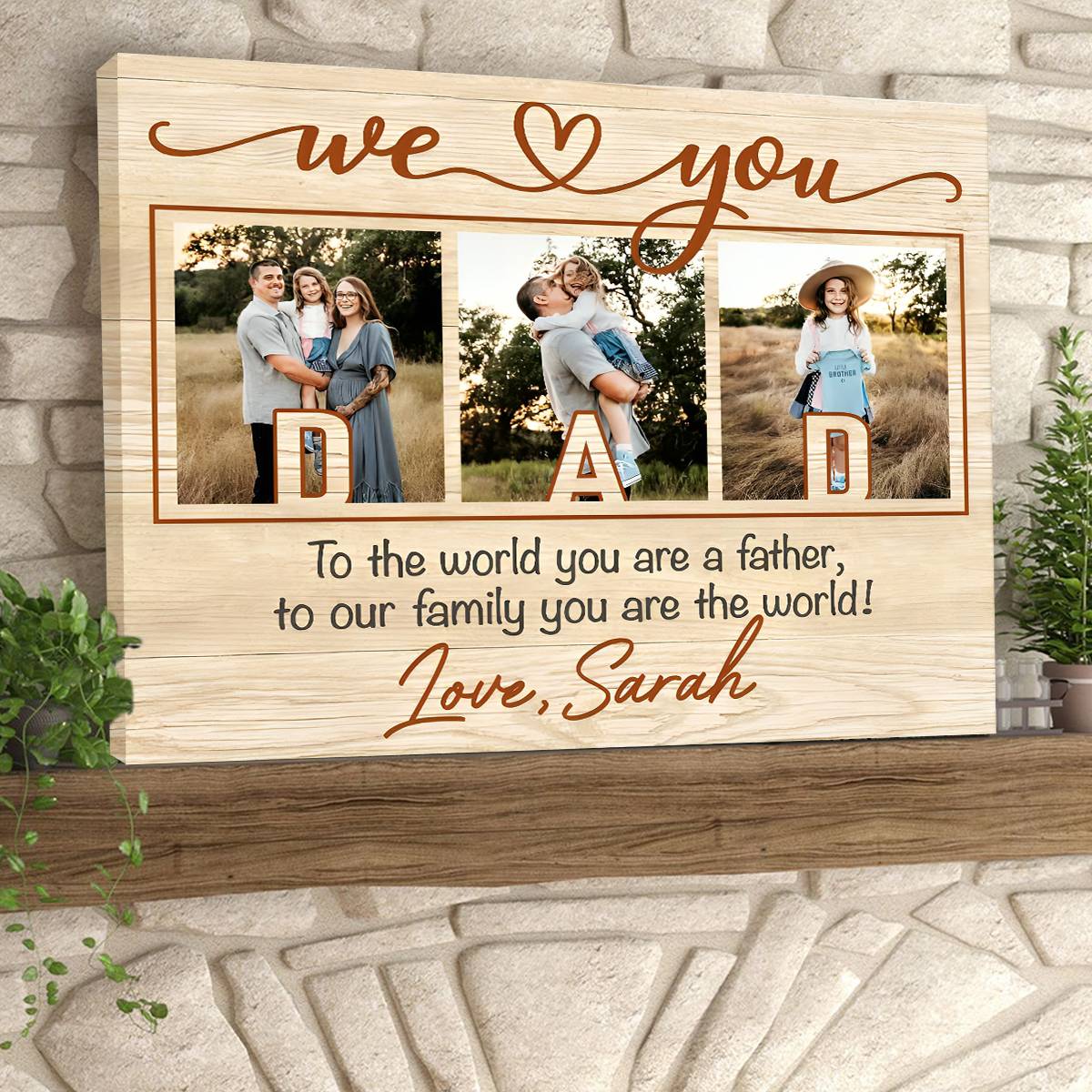 Dad We Love You Personalized Photo Canvas Poster, Father's Day Gift - Image 4