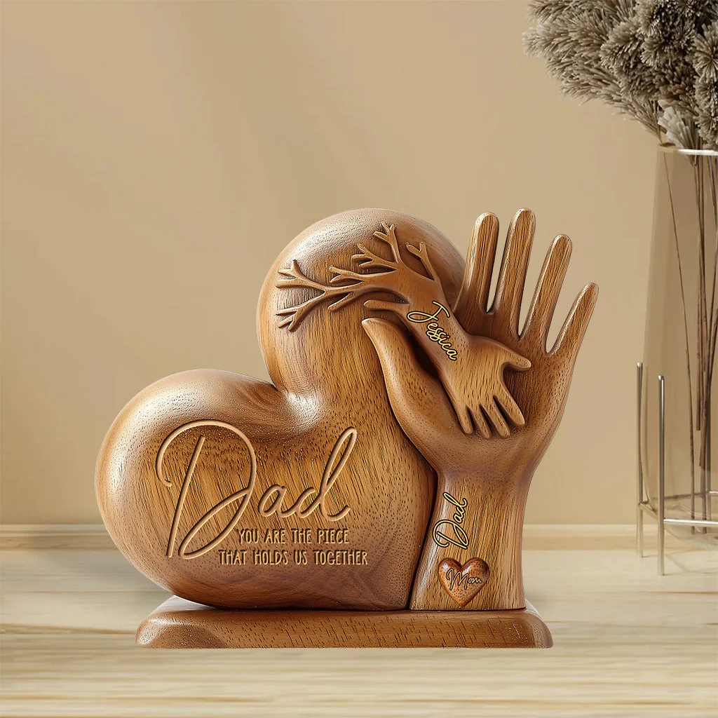Dad You Are The Piece That Holds Us Together - Personalized Father Heart Shaped Acrylic Plaque - Image 5