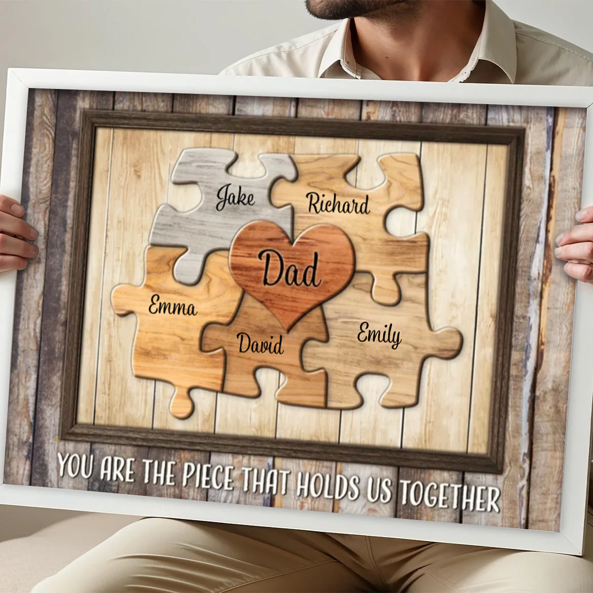 Dad You Are The Piece That Holds Us Together Personalized Puzzle Canvas Gift For Fathers Day - Image 2