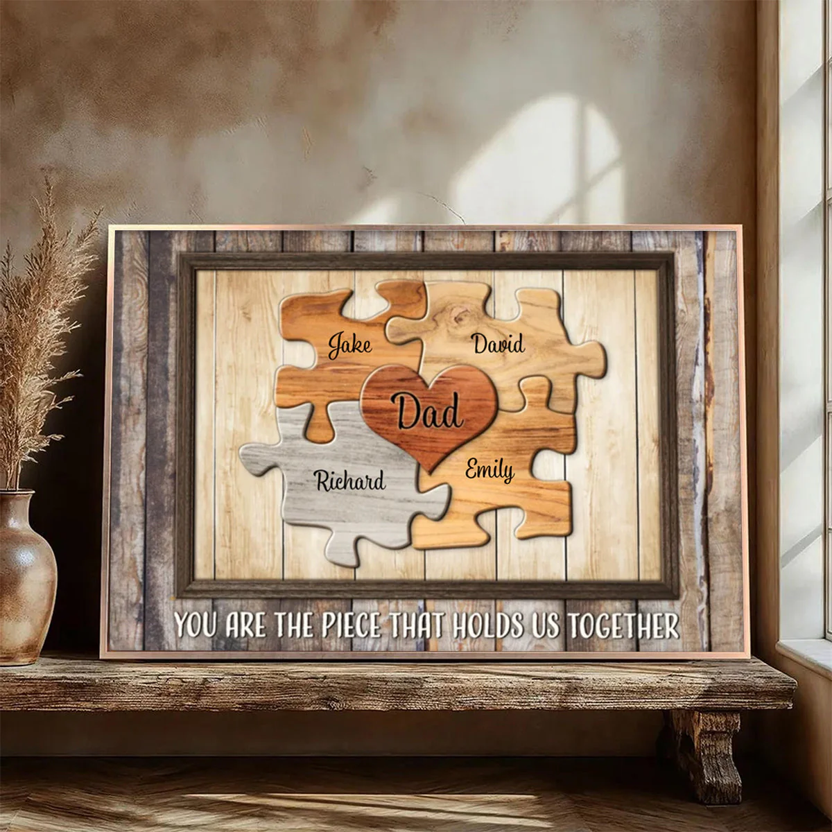 Dad You Are The Piece That Holds Us Together Personalized Puzzle Canvas Gift For Fathers Day - Image 3