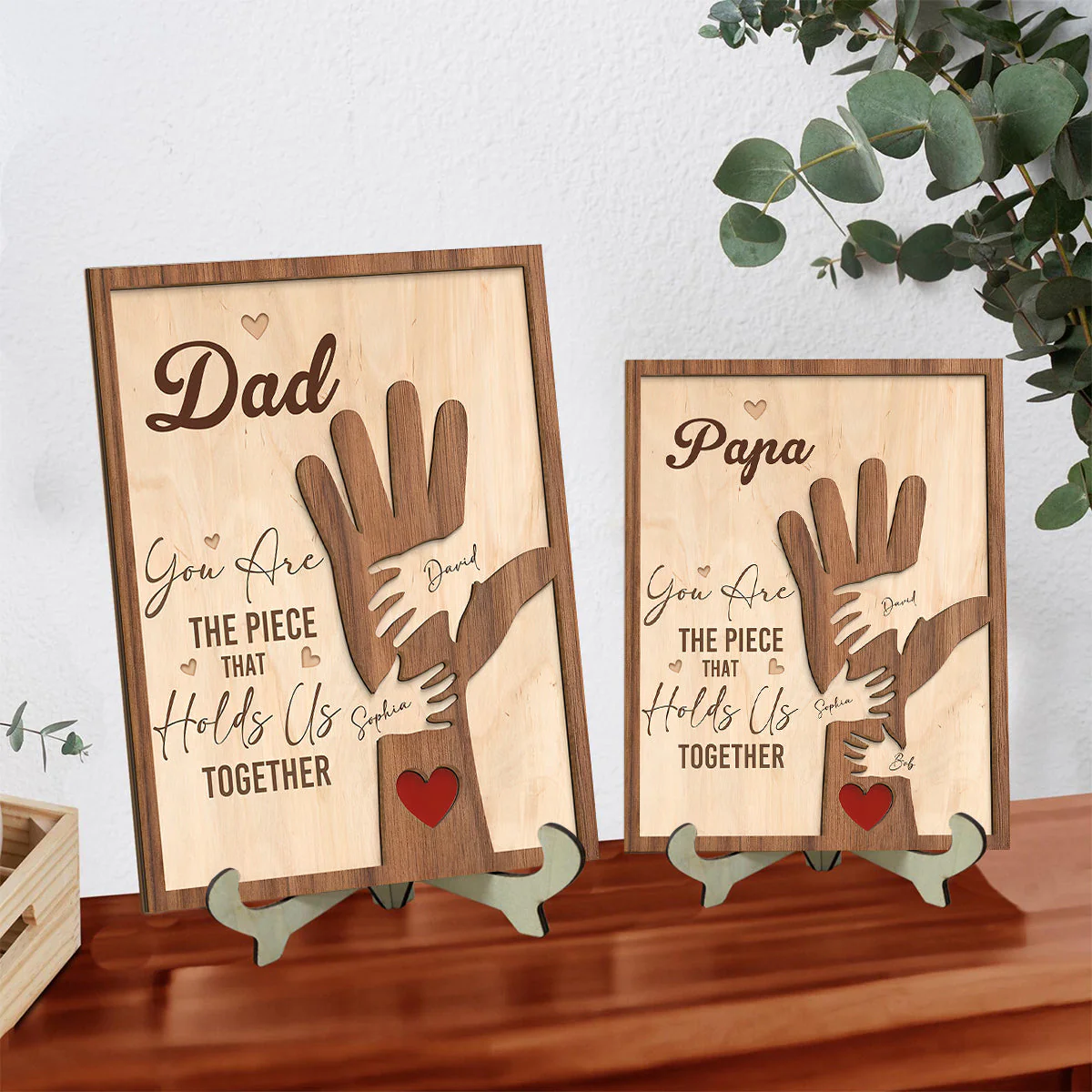 Dad You Are The Piece That Holds Us Together - Personalized Wooden Plaque - Image 2