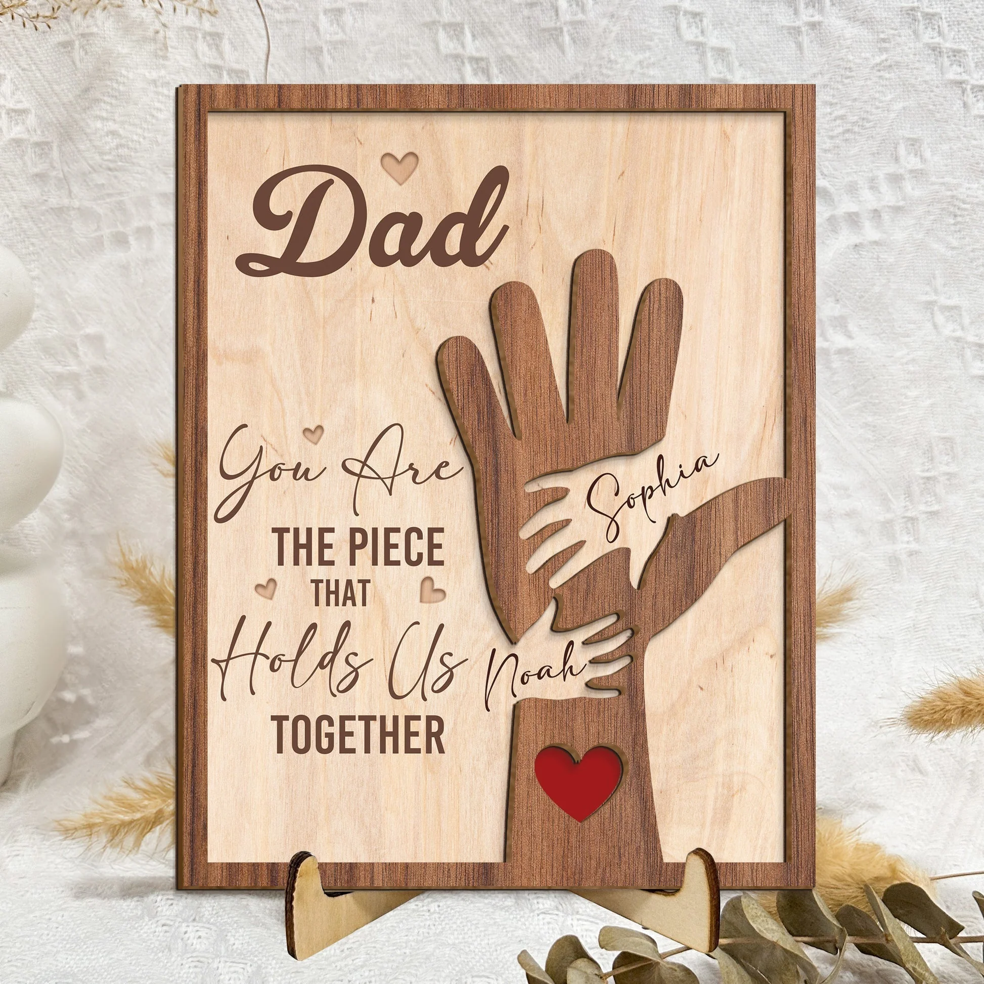 Dad You Are The Piece That Holds Us Together - Personalized Wooden Plaque - Image 5