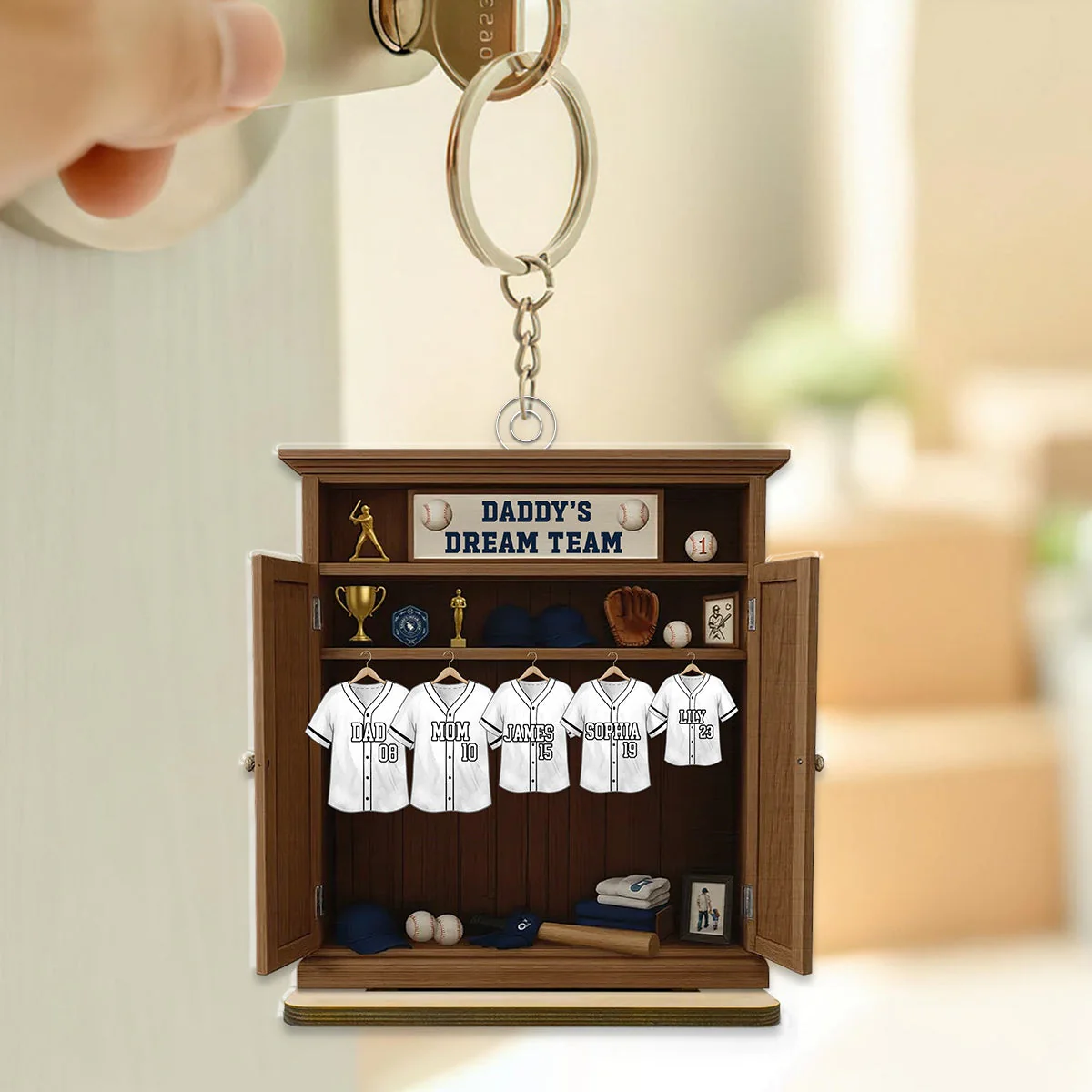 Daddy Dream Team Baseball, Father's Day Gift For Dad, Grandpa Personalized Keychain