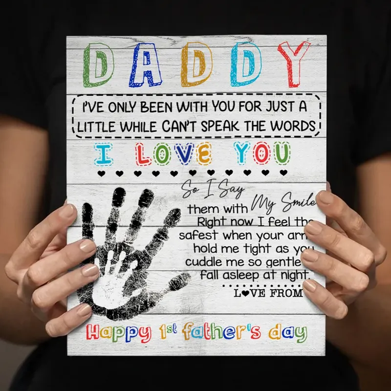Daddy I Love You Happy 1st Father's Day - Gift for Dad Personalized Canvas - Image 3