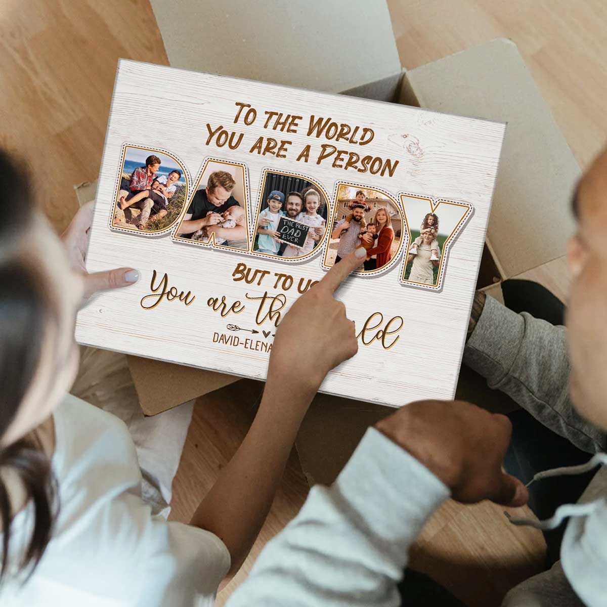 Daddy To Us You Are The World Personalized Photo Canvas Poster,Father's Day Gift - Image 4