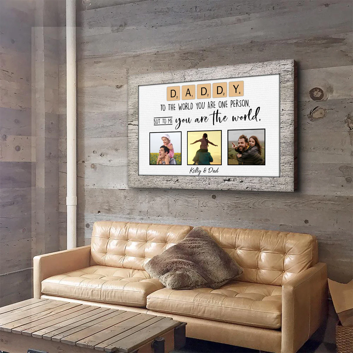 Daddy You Are The World Custom Photo Personalized Canvas Gift For Father's Day - Image 3