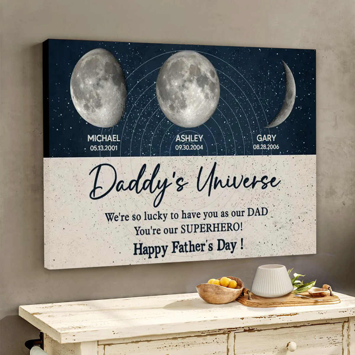 Daddy's Universe Moon Phases Father's Day Gift Personalized Poster Unique Father's Day - Image 5