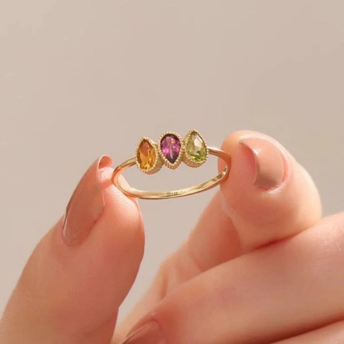 Dainty Personalized Mothers Birthstone Family Ring - Image 5