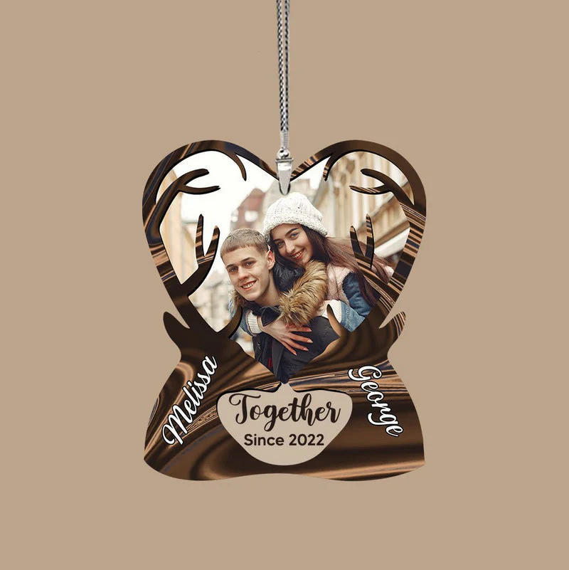 Deer Couple Personalized Acrylic Car Ornament Best Gift For Couple - Image 2