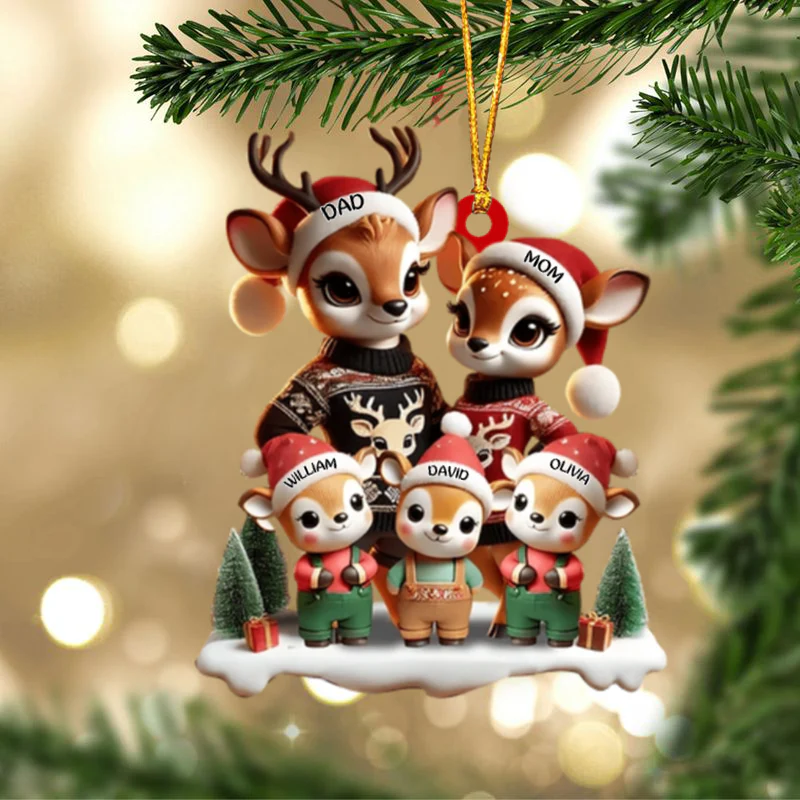 Deer Family Decor Personalized Christmas Ornament - Image 2