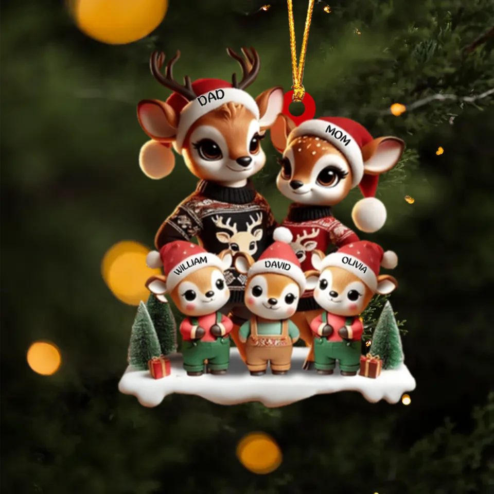 Deer Family Decor Personalized Christmas Ornament - Image 3