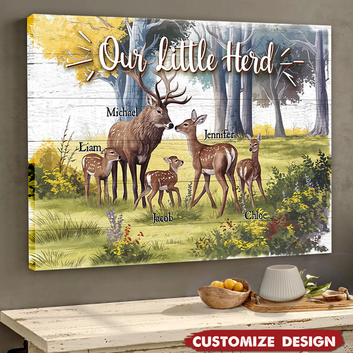 Deer Love Herd Our Little Herd Family Personalized Poster - Image 2