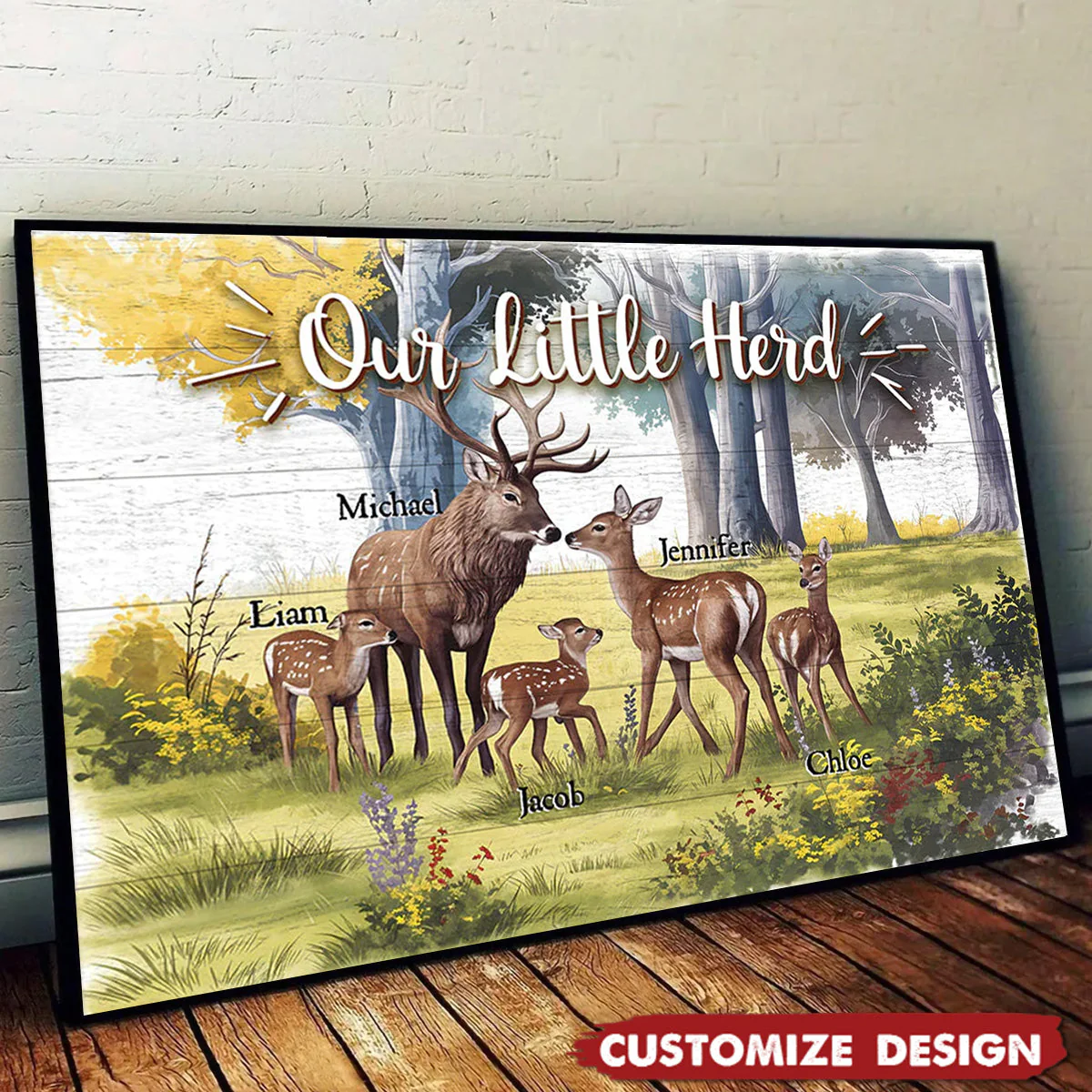 Deer Love Herd Our Little Herd Family Personalized Poster - Image 3