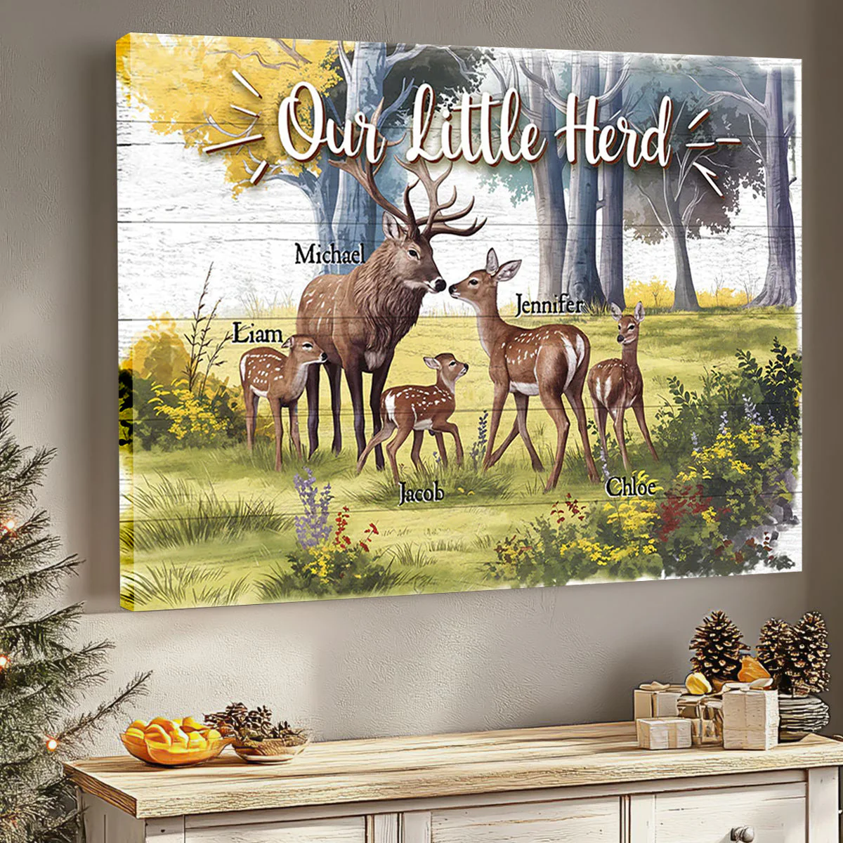 Deer Love Herd Our Little Herd Family Personalized Poster - Image 4