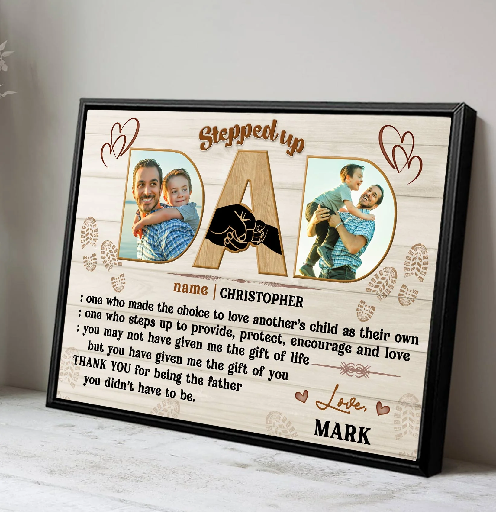 Denifition of Stepped up Dad Personalized Photo Canvas Print - Image 4