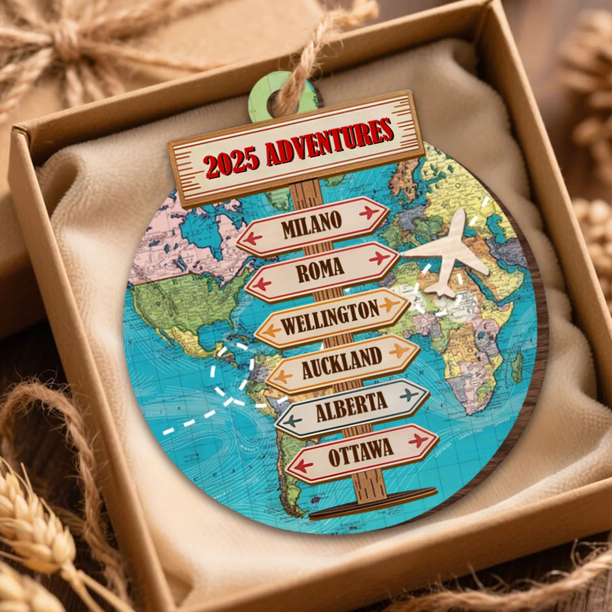 Destination Of All Year - Adventure Travel Personalized Wooden Ornament - Image 3
