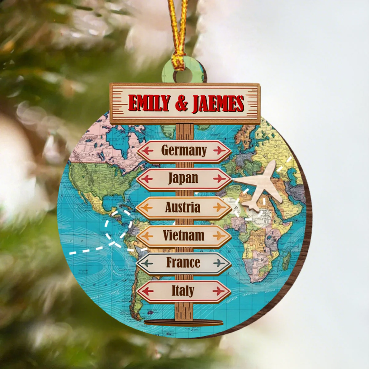 Destination Of All Year - Adventure Travel Personalized Wooden Ornament - Image 4