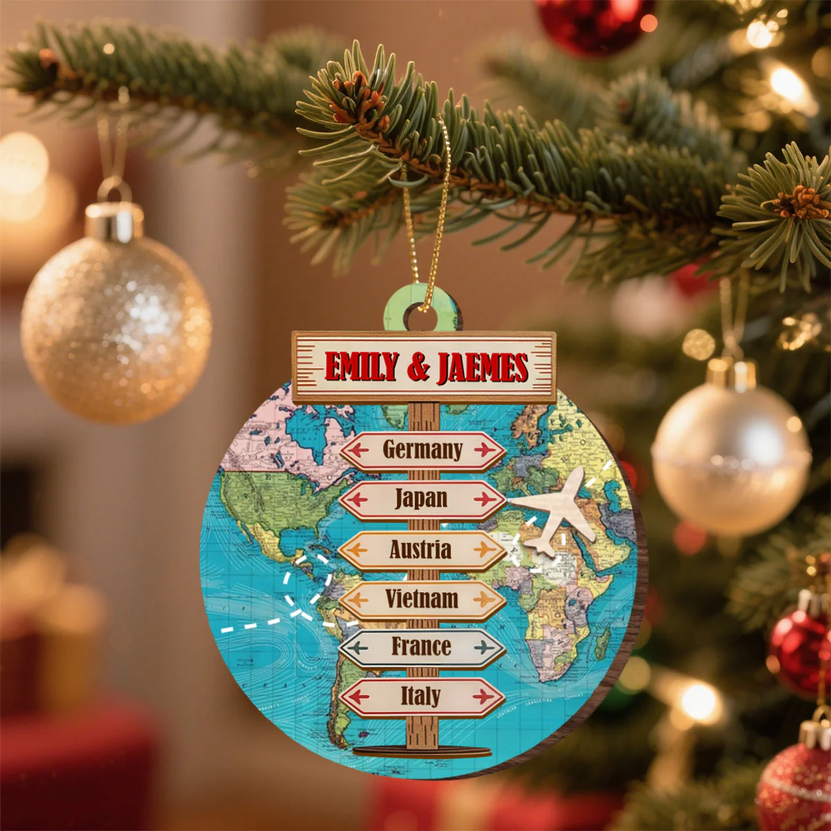 Destination Of All Year - Adventure Travel Personalized Wooden Ornament - Image 5