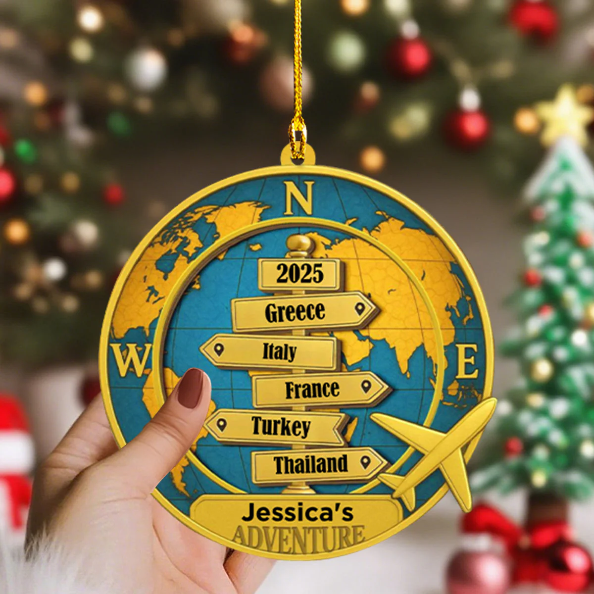 Destinations Of 2025 Personalized Double Layer Wood Ornament, Gift For Travel Enthusiasts - Image 2
