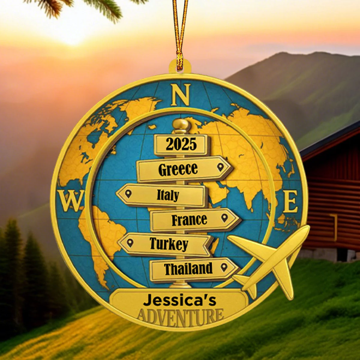Destinations Of 2025 Personalized Double Layer Wood Ornament, Gift For Travel Enthusiasts - Image 3