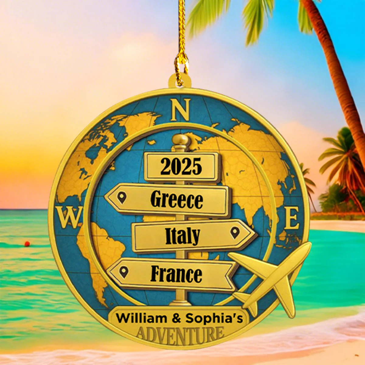 Destinations Of 2025 Personalized Double Layer Wood Ornament, Gift For Travel Enthusiasts - Image 4