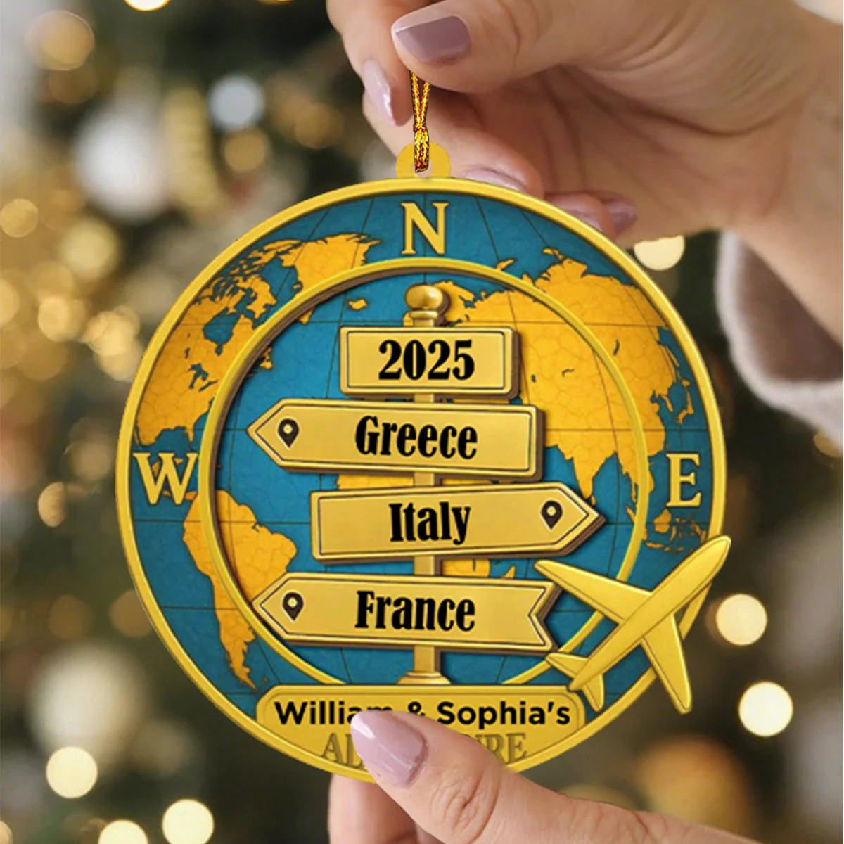 Destinations Of 2025 Personalized Double Layer Wood Ornament, Gift For Travel Enthusiasts - Image 5