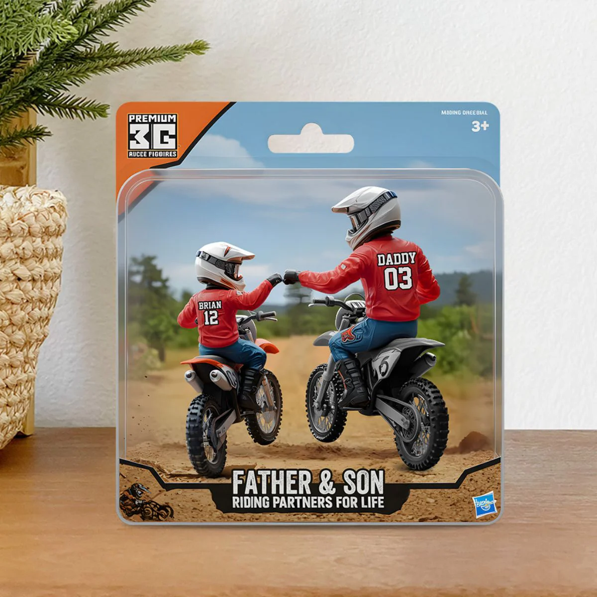 Dirt Bike Dad And Kid - Personalized Dirt Bike Custom Shaped Acrylic Plaque - Image 2