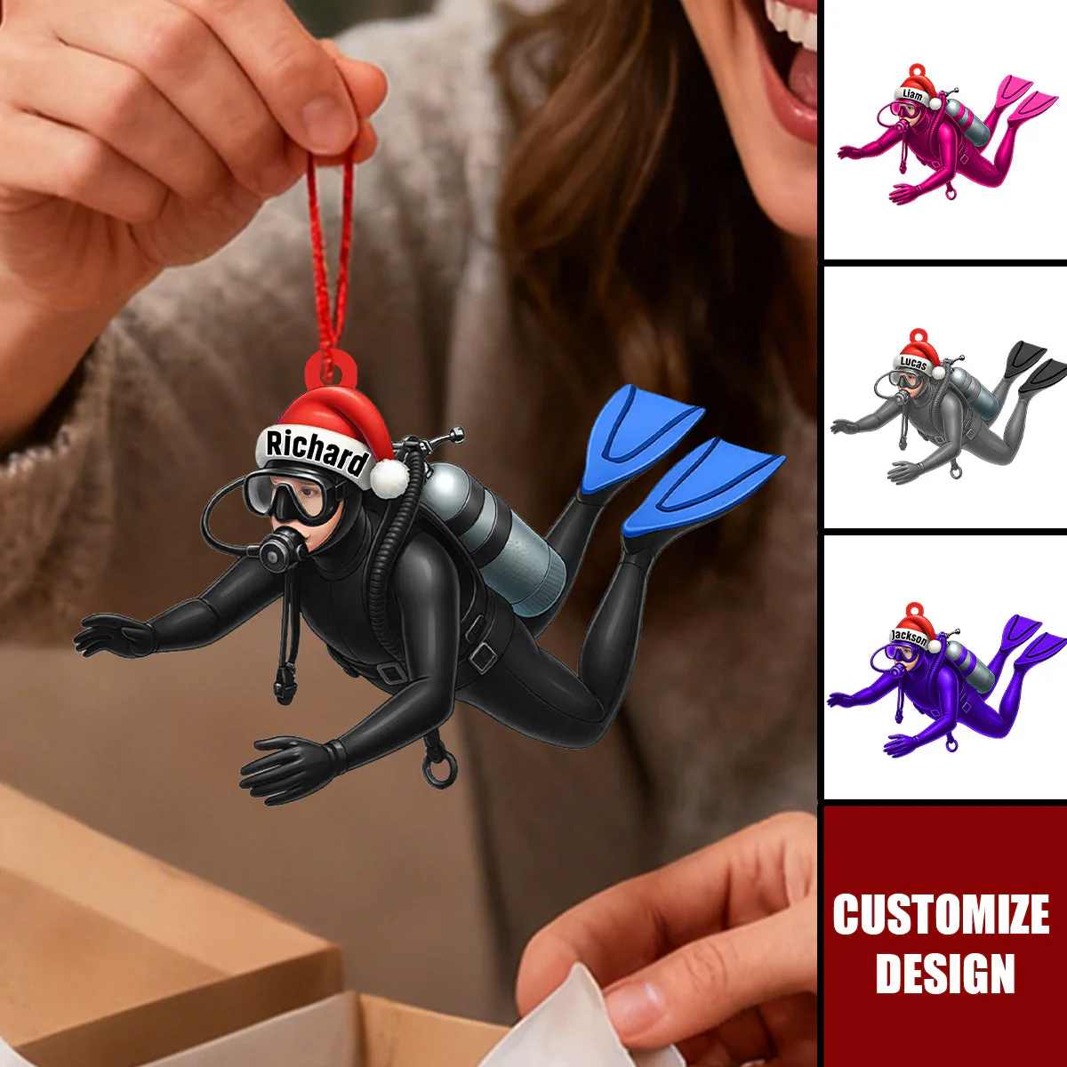 Diving Home For Christmas Personalized Ornament Christmas Gift for Diver - Image 2