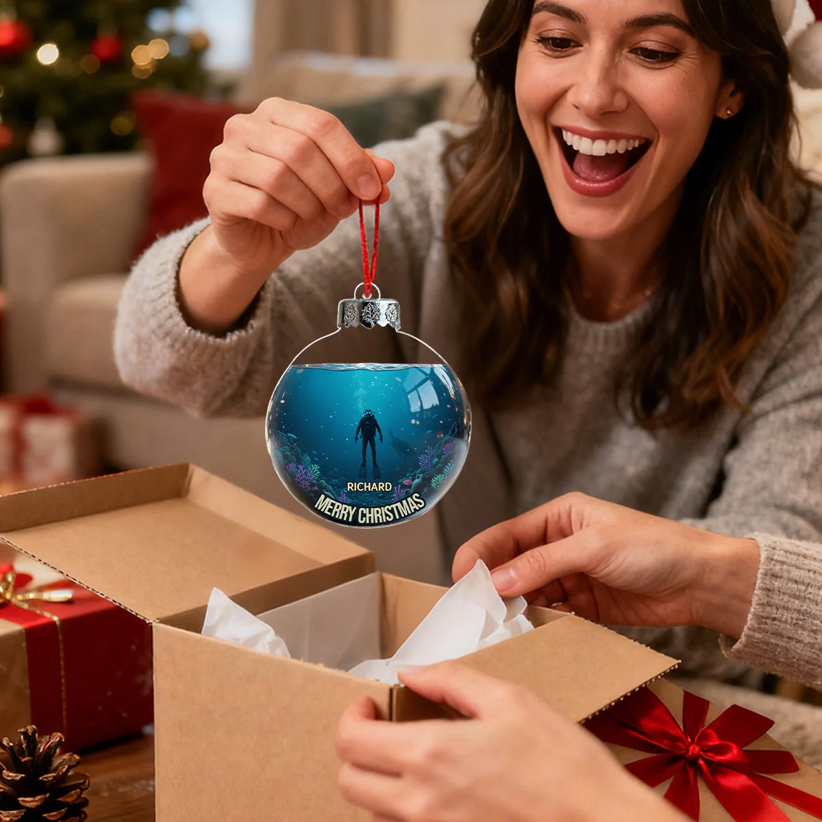 Diving Home For Christmas Personalized Scuba Diving Ornament - Image 2