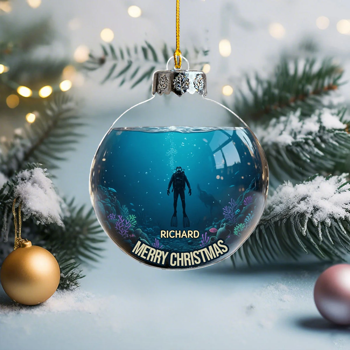 Diving Home For Christmas Personalized Scuba Diving Ornament - Image 3