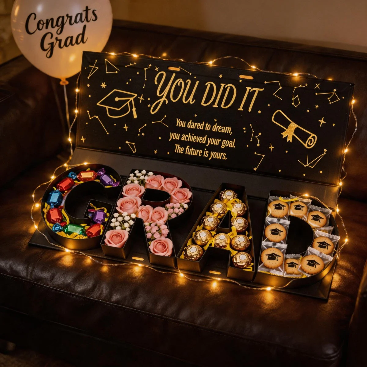 DIY Graduation Gift Box 2026, GRAD Letter Shaped Fillable Cardboard Box for High School or College Grads - Image 4
