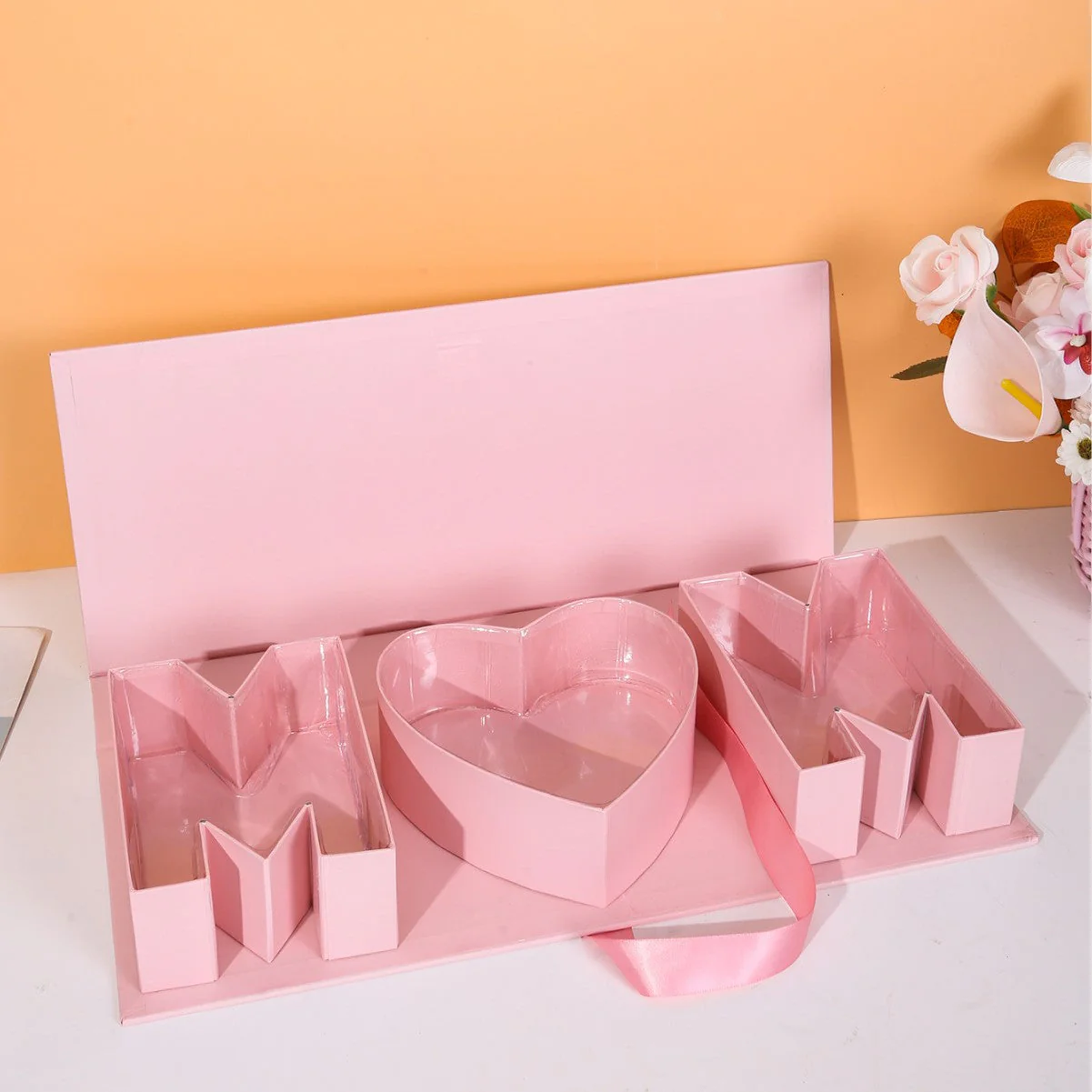 DIY Mom Gift Box, MOM Letter Shaped Fillable Cardboard Box for Mother's Day - Image 5