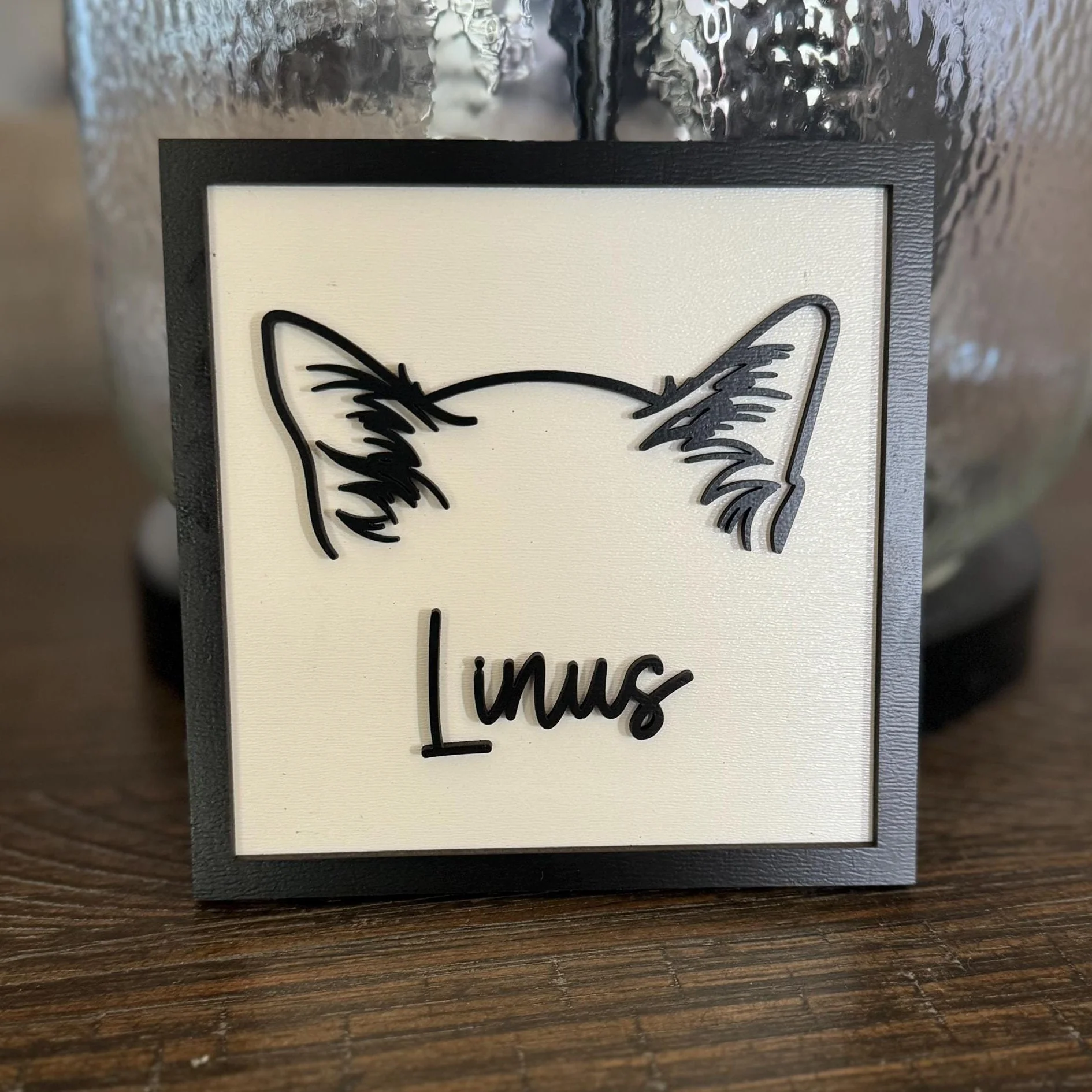 Dog Ears Line Drawing Personalized 2-Layer Wooden Plaque Dog, Pet Memorial Gift - Image 3