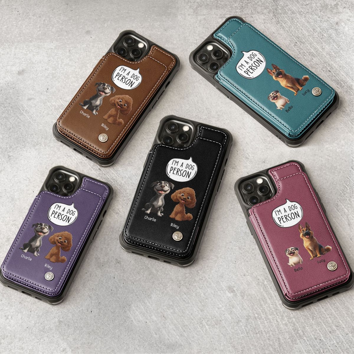 Dog Person - Personalized Leather Flip Wallet Phone Case - Image 2