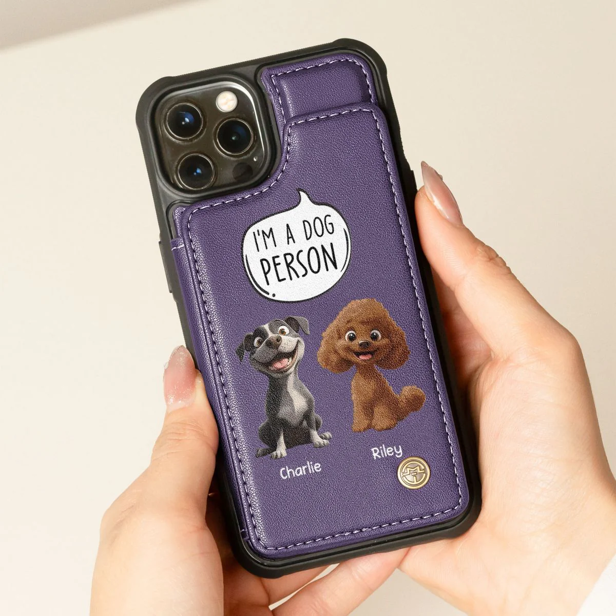 Dog Person - Personalized Leather Flip Wallet Phone Case - Image 3