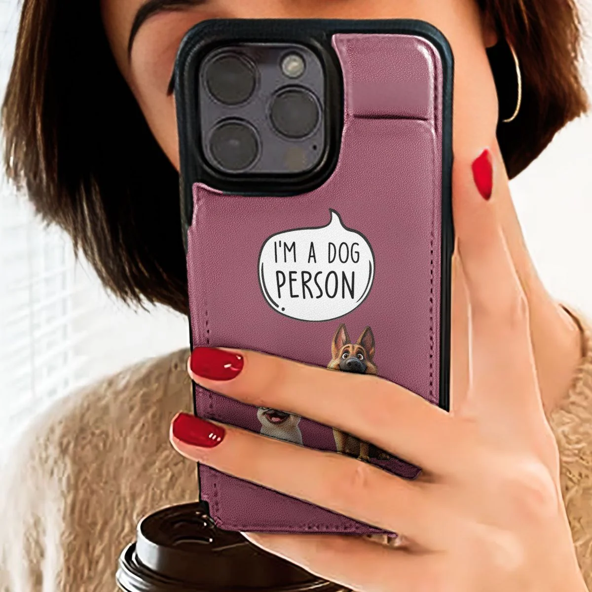 Dog Person - Personalized Leather Flip Wallet Phone Case - Image 4