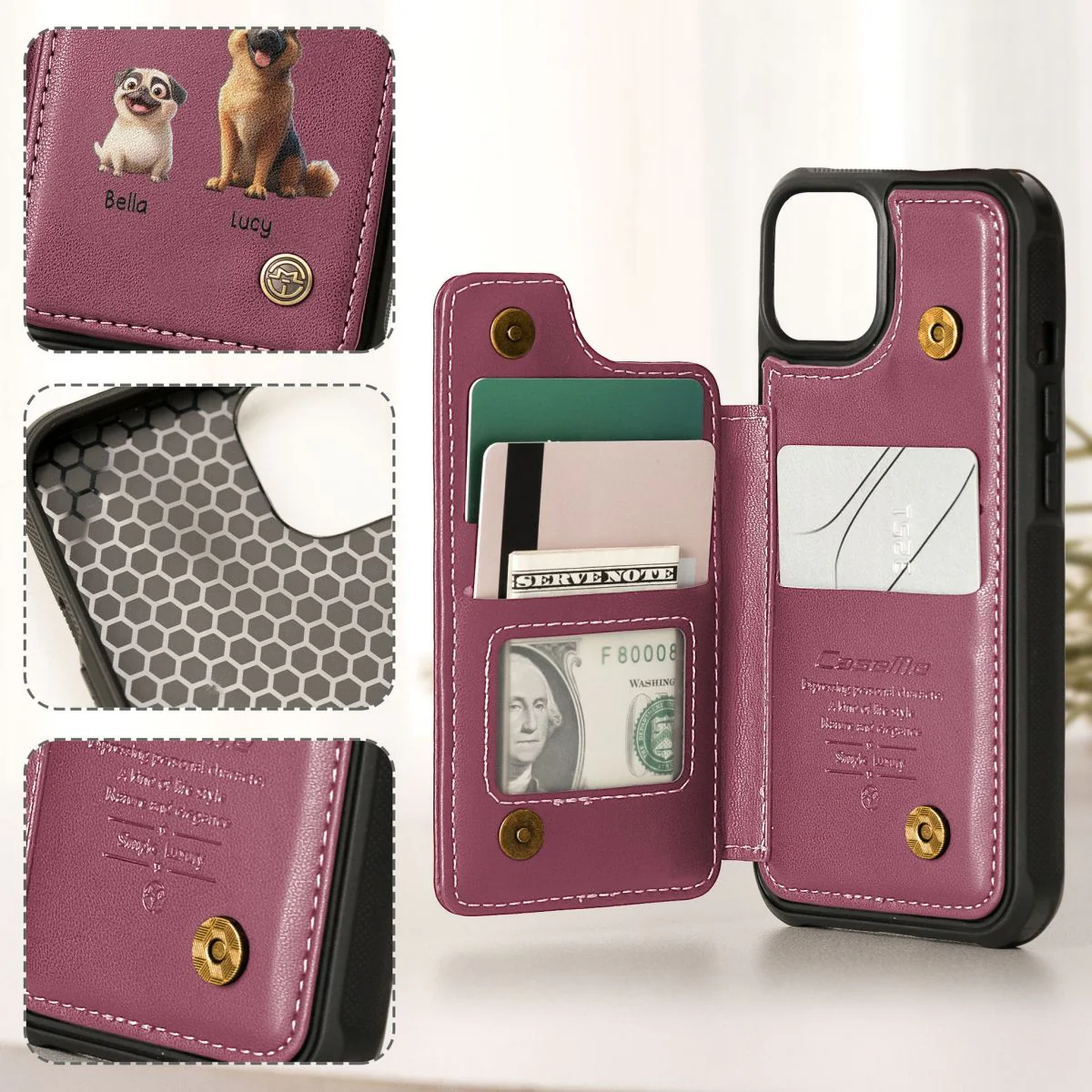 Dog Person - Personalized Leather Flip Wallet Phone Case - Image 5