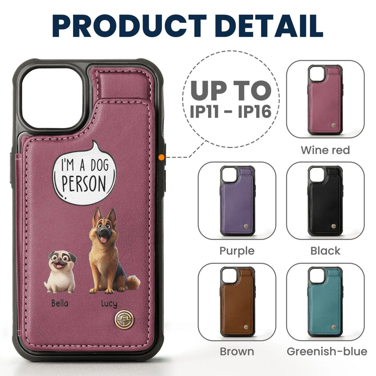 Dog Person - Personalized Leather Flip Wallet Phone Case - Image 6