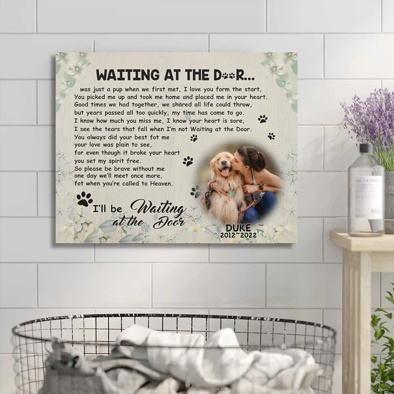 Dog Photo Waiting at the door canvas -Custom Canvas Prints Personalized Memorial gift - Image 3