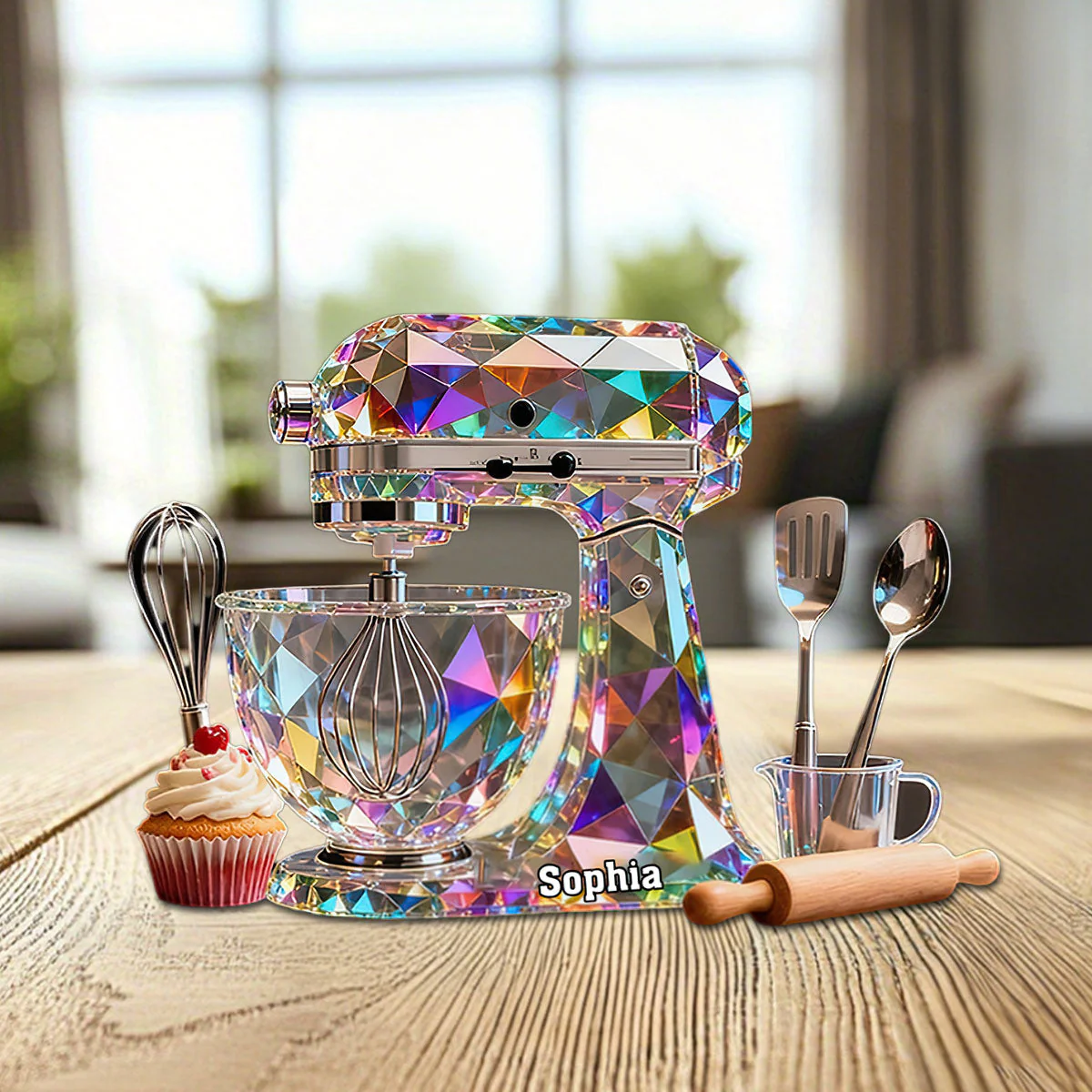 Dough Mixer Machine Custom Name Stained Glass Effect Acrylic Plaque, Gifts For Baking Lovers - Image 2