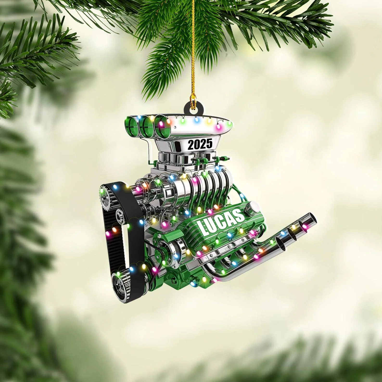 Drag Racing Hot Rod V8 Engine, Custom Drag Racing Ornament - Image 2