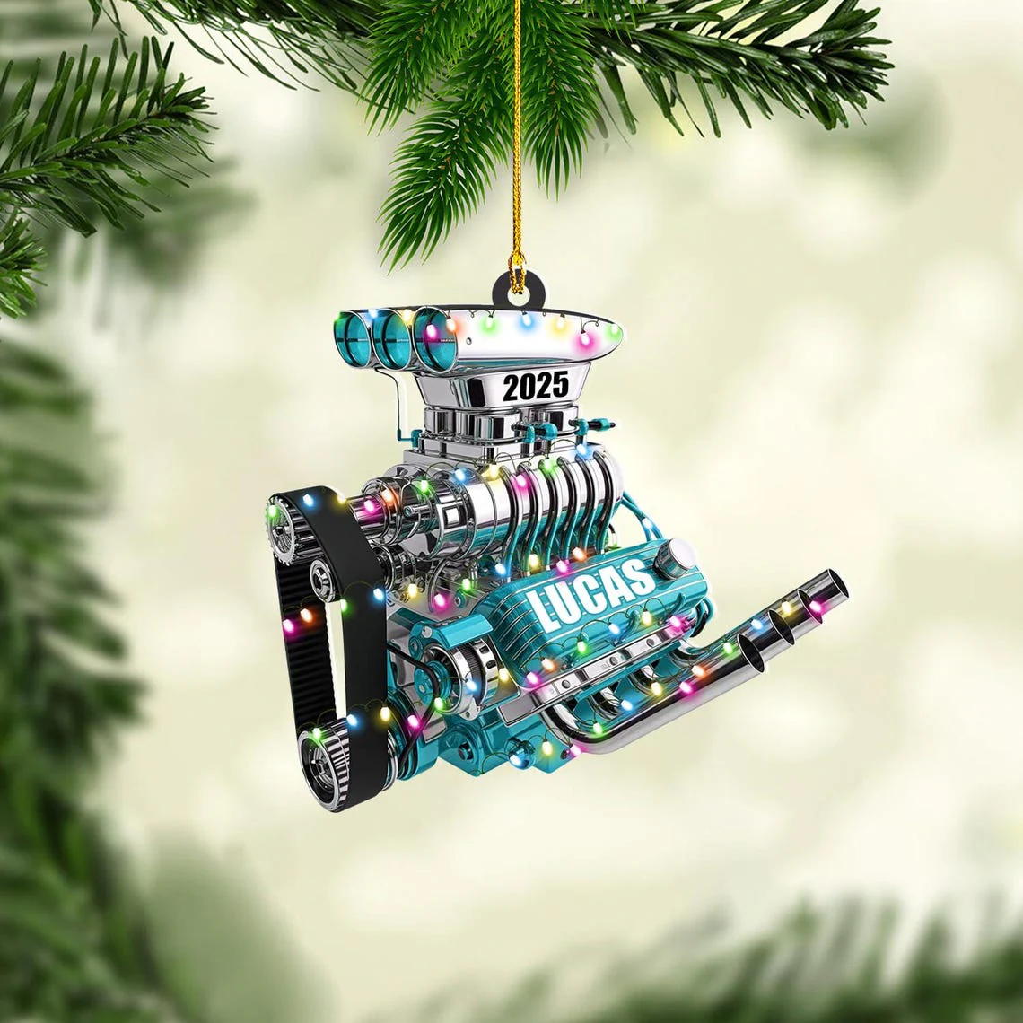 Drag Racing Hot Rod V8 Engine, Custom Drag Racing Ornament - Image 5