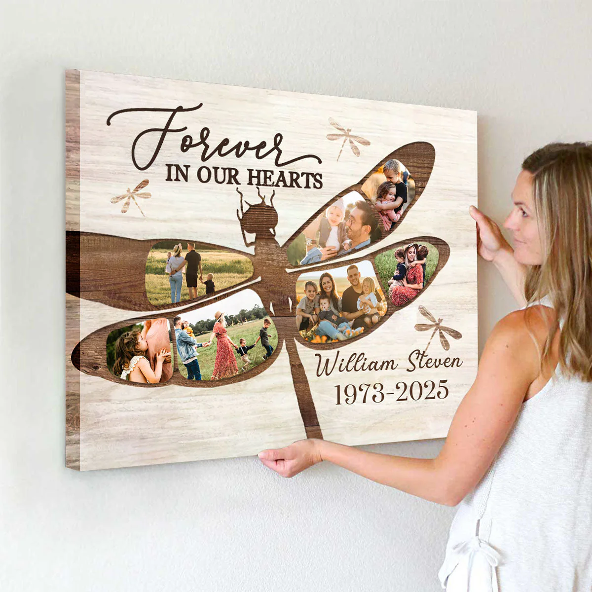 Dragonfly Memorial Photo Collage Canvas, Personalized Memorial Photo Gifts, Remembrance Gifts - Image 3