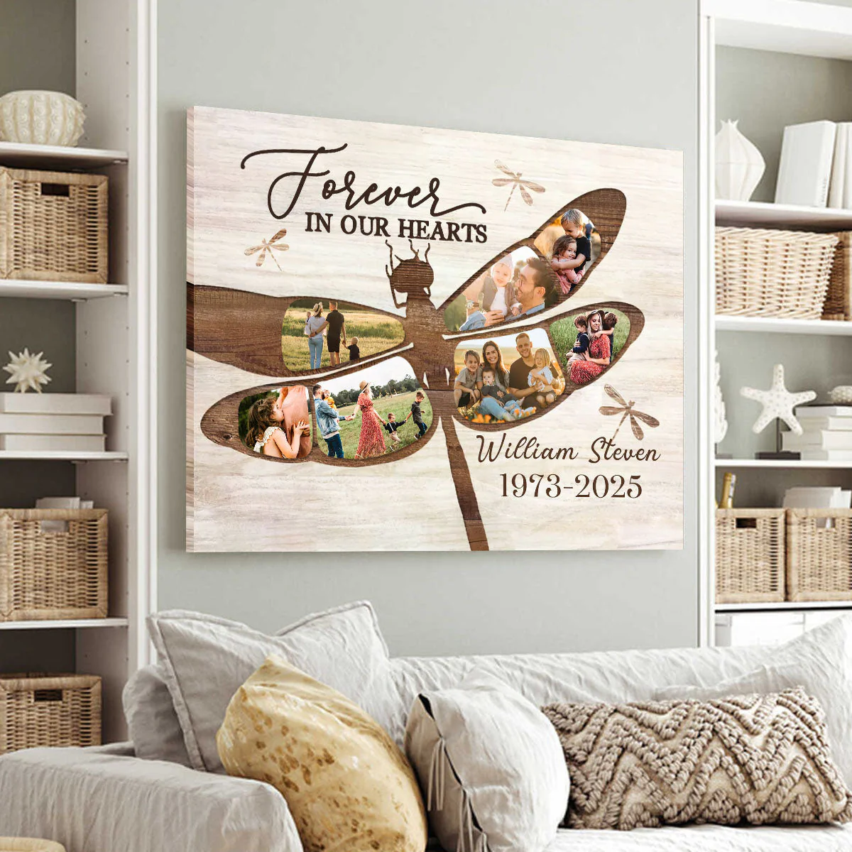 Dragonfly Memorial Photo Collage Canvas, Personalized Memorial Photo Gifts, Remembrance Gifts - Image 4