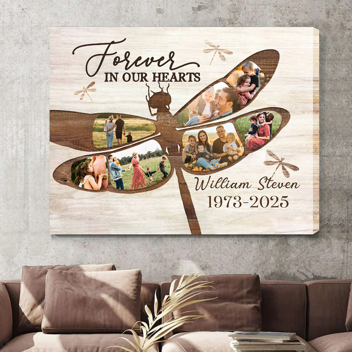 Dragonfly Memorial Photo Collage Canvas, Personalized Memorial Photo Gifts, Remembrance Gifts - Image 5