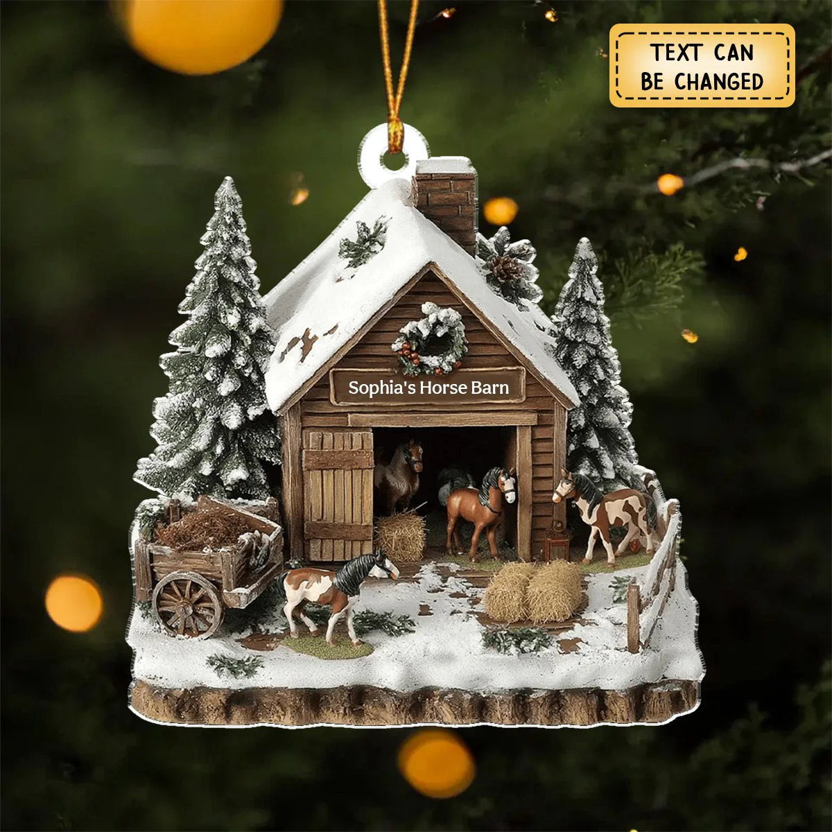 Dreamy Horse Barn Personalized Christmas Ornament Horse Lovers Gift - Image 2