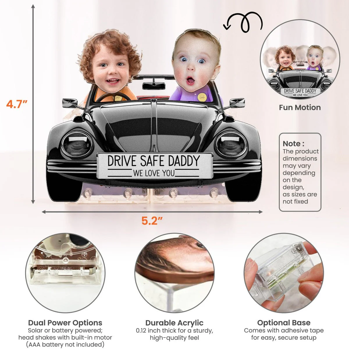 Drive Safe Daddy - Personalized Photo Shaking Head Acrylic Standee - Image 5